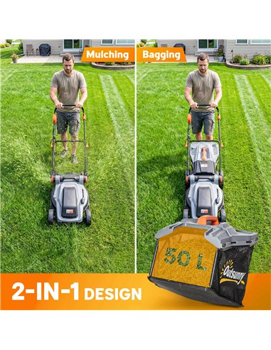 Outsunny 1800W Electric Lawnmower with 40cm Cutting Width, Mulching Feature, 50L Grass Collection Bag, 6 Cutting Heights
