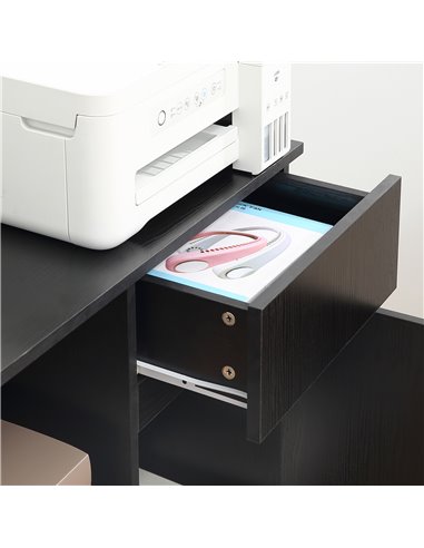 HOMCOM Filing Cabinet/Printer Stand with Open Storage Shelves, for Home or Office Use, Including an Easy Drawer, Black