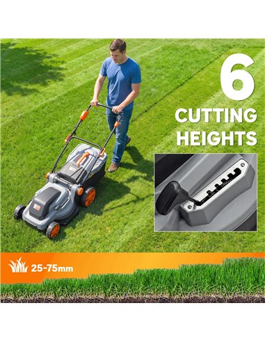 Outsunny 1800W Electric Lawnmower with 40cm Cutting Width, Mulching Feature, 50L Grass Collection Bag, 6 Cutting Heights