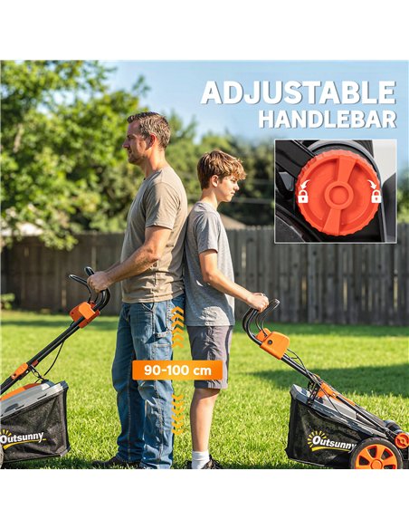 Outsunny 1800W Electric Lawnmower with 40cm Cutting Width, Mulching Feature, 50L Grass Collection Bag, 6 Cutting Heights - pic 205612 | FastDaddyshop