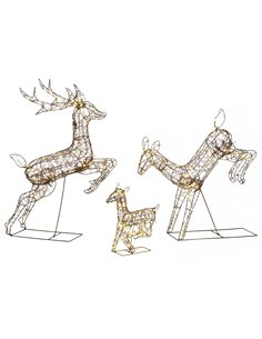 Outsunny 3-Piece Light Up Deer Family Set of 3, Lighted Reindeer Christmas Decorations Outdoor with 200 LED Lights, Brown