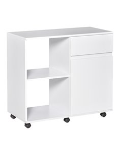 HOMCOM Filing Cabinet, Printer Stand with Open Storage Shelves, White