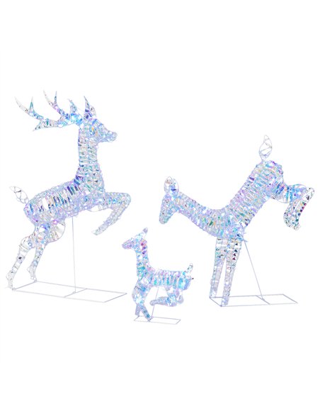 Outsunny 3-Piece Lighted Reindeer Family Set, Iridescent Outdoor Christmas Decoration, Deer Family with 8 Modes, Daily Timer - pic 205641 | FastDaddyshop