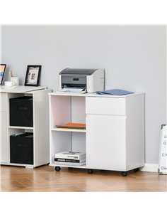 HOMCOM Filing Cabinet, Printer Stand with Open Storage Shelves, White 2