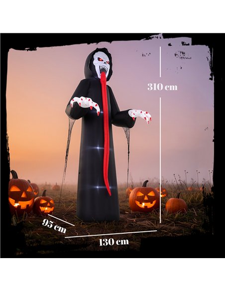 Outsunny 10 FT Halloween Inflatable Skeleton, Scary Halloween Decoration with Built-in LED Lights for Indoor Outdoor Decor - pic 205652 | FastDaddyshop