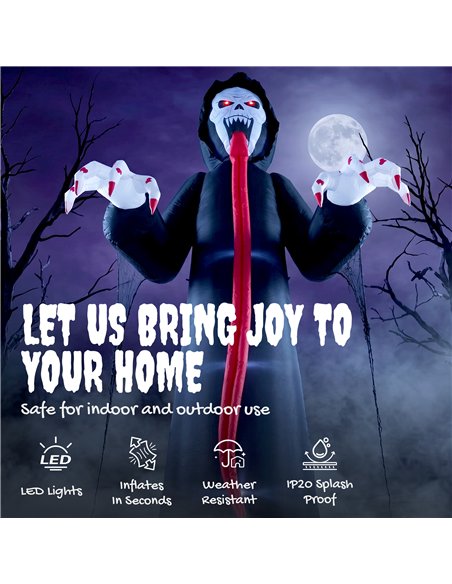 Outsunny 10 FT Halloween Inflatable Skeleton, Scary Halloween Decoration with Built-in LED Lights for Indoor Outdoor Decor - pic 205653 | FastDaddyshop