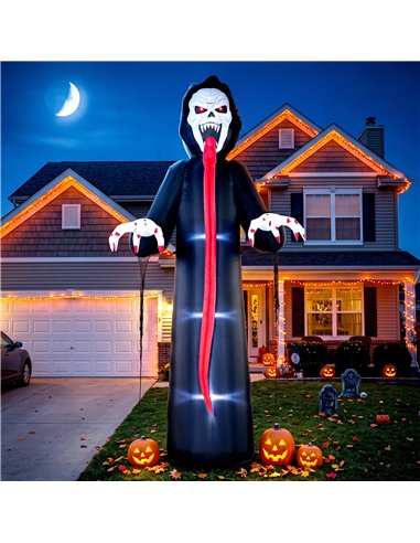 Outsunny 10 FT Halloween Inflatable Skeleton, Scary Halloween Decoration with Built-in LED Lights for Indoor Outdoor Decor