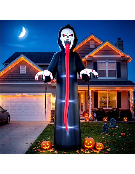 Outsunny 10 FT Halloween Inflatable Skeleton, Scary Halloween Decoration with Built-in LED Lights for Indoor Outdoor Decor - pic 205656 | FastDaddyshop