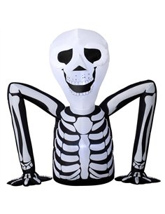 Outsunny Inflatable Ground Crawling Skeleton, Scary Halloween Decoration with Built-in LED Lights for Indoor Outdoor Decor