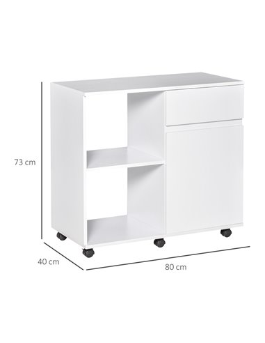 HOMCOM Filing Cabinet, Printer Stand with Open Storage Shelves, White