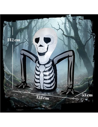 Outsunny Inflatable Ground Crawling Skeleton, Scary Halloween Decoration with Built-in LED Lights for Indoor Outdoor Decor