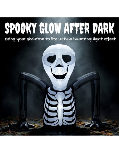 Outsunny Inflatable Ground Crawling Skeleton, Scary Halloween Decoration with Built-in LED Lights for Indoor Outdoor Decor