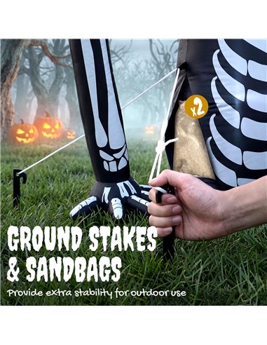 Outsunny Inflatable Ground Crawling Skeleton, Scary Halloween Decoration with Built-in LED Lights for Indoor Outdoor Decor