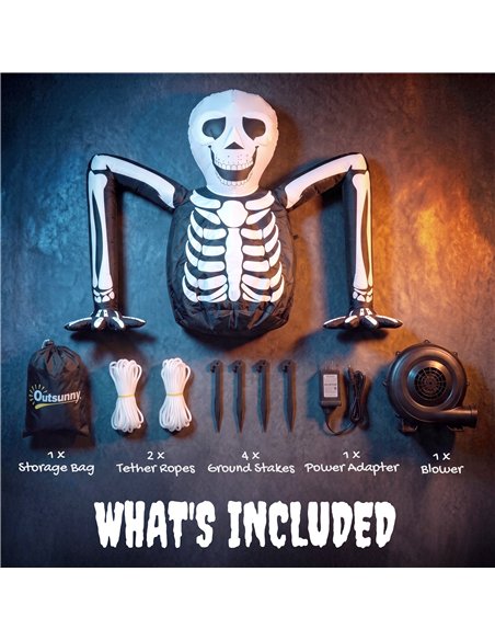 Outsunny Inflatable Ground Crawling Skeleton, Scary Halloween Decoration with Built-in LED Lights for Indoor Outdoor Decor - pic 205665 | FastDaddyshop