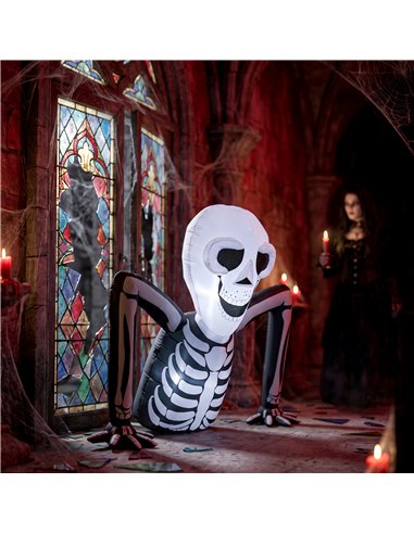 Outsunny Inflatable Ground Crawling Skeleton, Scary Halloween Decoration with Built-in LED Lights for Indoor Outdoor Decor