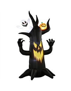 Outsunny 8 FT Halloween Inflatable Spooky Tree, Blow Up Decoration with Ghost and Pumpkin for Garden Indoor Outdoor Decor