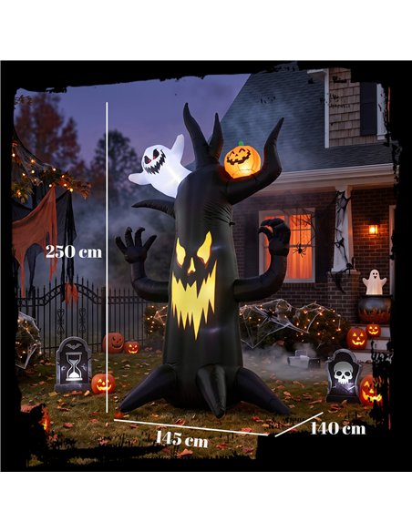 Outsunny 8 FT Halloween Inflatable Spooky Tree, Blow Up Decoration with Ghost and Pumpkin for Garden Indoor Outdoor Decor - pic 205670 | FastDaddyshop