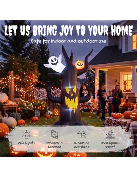 Outsunny 8 FT Halloween Inflatable Spooky Tree, Blow Up Decoration with Ghost and Pumpkin for Garden Indoor Outdoor Decor - pic 205671 | FastDaddyshop