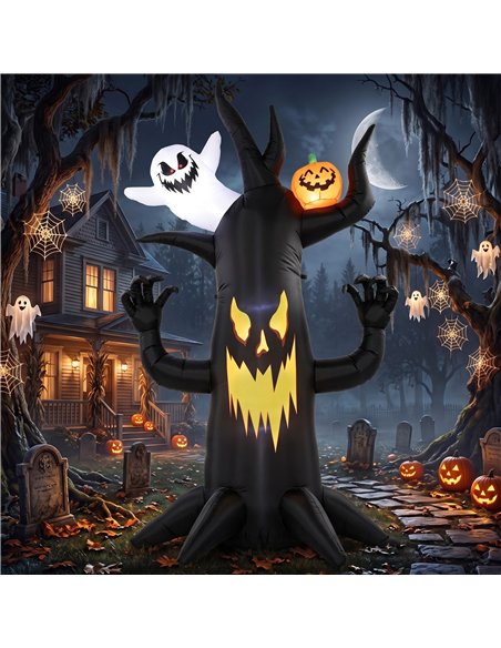 Outsunny 8 FT Halloween Inflatable Spooky Tree, Blow Up Decoration with Ghost and Pumpkin for Garden Indoor Outdoor Decor - pic 205674 | FastDaddyshop