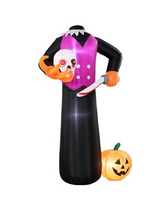Outsunny 6 FT Halloween Inflatable Headless Skeleton, Blow Up Halloween Skeleton Decoration with LED Lights for Indoor Outdoor