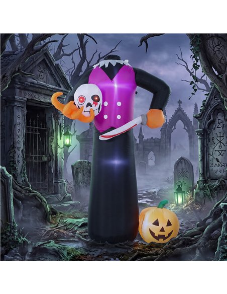 Outsunny 6 FT Halloween Inflatable Headless Skeleton, Blow Up Halloween Skeleton Decoration with LED Lights for Indoor Outdoor - pic 205678 | FastDaddyshop