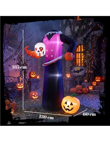 Outsunny 6 FT Halloween Inflatable Headless Skeleton, Blow Up Halloween Skeleton Decoration with LED Lights for Indoor Outdoor