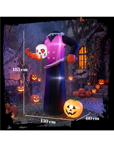 Outsunny 6 FT Halloween Inflatable Headless Skeleton, Blow Up Halloween Skeleton Decoration with LED Lights for Indoor Outdoor - pic 205679 | FastDaddyshop