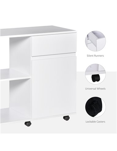 HOMCOM Filing Cabinet/Printer Stand with Open Storage Shelves, for Home or Office Use, Including an Easy Drawer, White