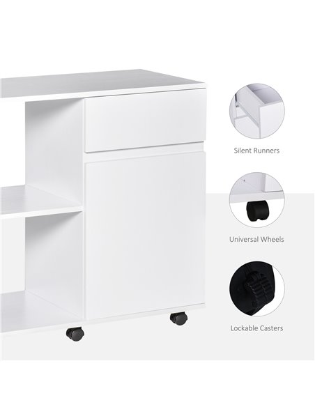 HOMCOM Filing Cabinet/Printer Stand with Open Storage Shelves, for Home or Office Use, Including an Easy Drawer, White - pic 20568 | FastDaddyshop