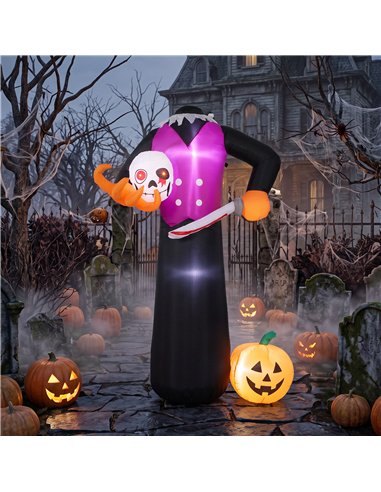 Outsunny 6 FT Halloween Inflatable Headless Skeleton, Blow Up Halloween Skeleton Decoration with LED Lights for Indoor Outdoor