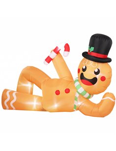 Outsunny 9.8ft Giant Christmas Inflatable Gingerbread Man Side-Lying, Outdoor Blow Up Christmas Decoration with LEDs, Bag