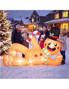 Outsunny 9.8ft Giant Christmas Inflatable Gingerbread Man Side-Lying, Outdoor Blow Up Christmas Decoration with LEDs, Bag 2