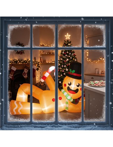Outsunny 9.8ft Giant Christmas Inflatable Gingerbread Man Side-Lying, Outdoor Blow Up Christmas Decoration with LEDs, Bag