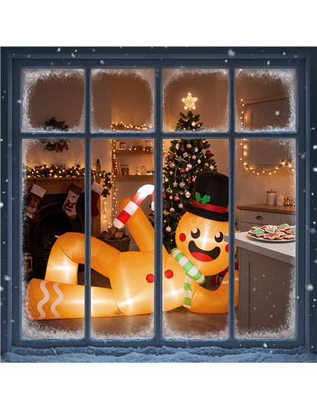 Outsunny 9.8ft Giant Christmas Inflatable Gingerbread Man Side-Lying, Outdoor Blow Up Christmas Decoration with LEDs, Bag - pic 205694 | FastDaddyshop