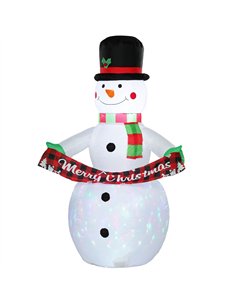 Inflatable Christmas Decoration, Outsunny 6.7FT Christmas Inflatable Snowman with Colourful LED Light