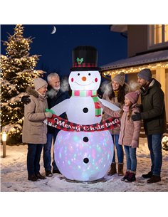 Inflatable Christmas Decoration, Outsunny 6.7FT Christmas Inflatable Snowman with Colourful LED Light 2
