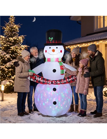 Inflatable Christmas Decoration, Outsunny 6.7FT Christmas Inflatable Snowman with Colourful LED Light - pic 205696 | FastDaddyshop