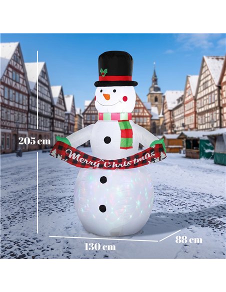 Inflatable Christmas Decoration, Outsunny 6.7FT Christmas Inflatable Snowman with Colourful LED Light - pic 205697 | FastDaddyshop