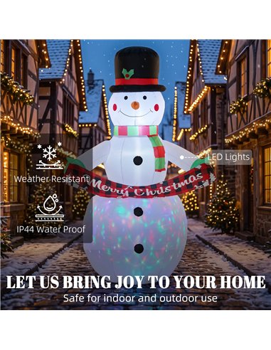 Inflatable Christmas Decoration, Outsunny 6.7FT Christmas Inflatable Snowman with Colourful LED Light