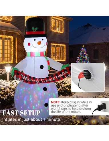 Inflatable Christmas Decoration, Outsunny 6.7FT Christmas Inflatable Snowman with Colourful LED Light