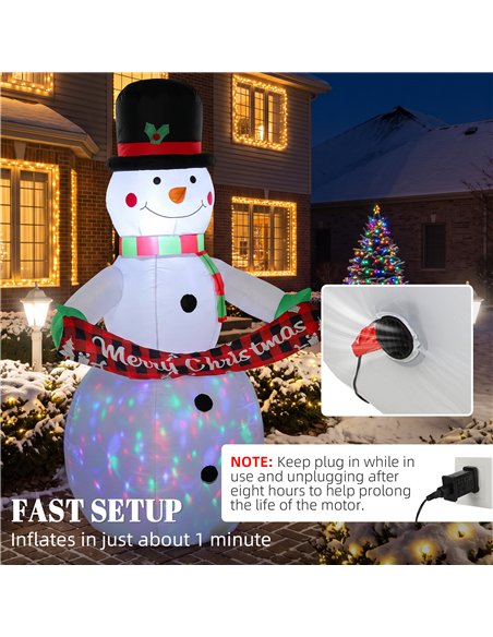 Inflatable Christmas Decoration, Outsunny 6.7FT Christmas Inflatable Snowman with Colourful LED Light - pic 205699 | FastDaddyshop