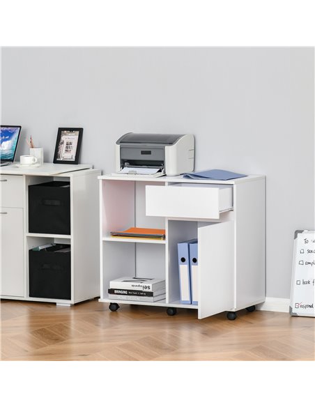 HOMCOM Filing Cabinet/Printer Stand with Open Storage Shelves, for Home or Office Use, Including an Easy Drawer, White - pic 20570 | FastDaddyshop