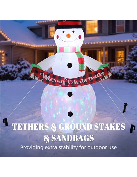 Inflatable Christmas Decoration, Outsunny 6.7FT Christmas Inflatable Snowman with Colourful LED Light - pic 205700 | FastDaddyshop