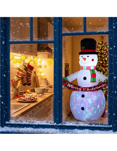 Inflatable Christmas Decoration, Outsunny 6.7FT Christmas Inflatable Snowman with Colourful LED Light