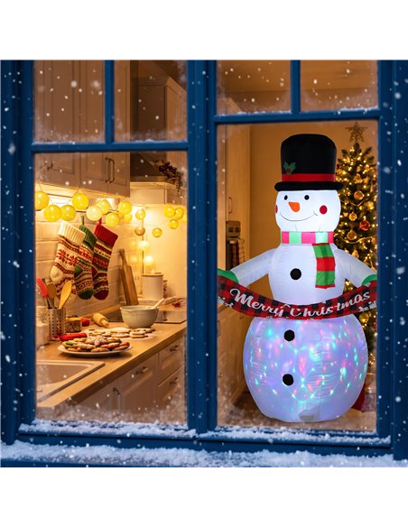 Inflatable Christmas Decoration, Outsunny 6.7FT Christmas Inflatable Snowman with Colourful LED Light - pic 205703 | FastDaddyshop