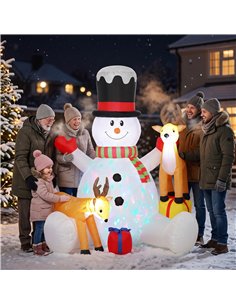 Outsunny 7ft Giant Christmas Inflatable Snowman with 2 Reindeer, Outdoor Blow Up Christmas Decoration with LEDs, Bag 2