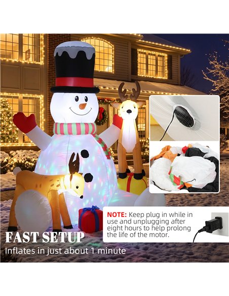 Outsunny 7ft Giant Christmas Inflatable Snowman with 2 Reindeer, Outdoor Blow Up Christmas Decoration with LEDs, Bag - pic 205708 | FastDaddyshop
