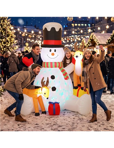 Outsunny 7ft Giant Christmas Inflatable Snowman with 2 Reindeer, Outdoor Blow Up Christmas Decoration with LEDs, Bag - pic 205711 | FastDaddyshop