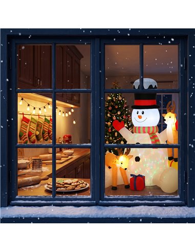 Outsunny 7ft Giant Christmas Inflatable Snowman with 2 Reindeer, Outdoor Blow Up Christmas Decoration with LEDs, Bag