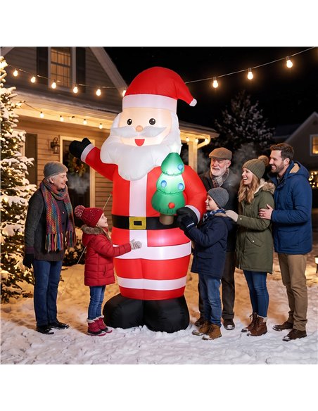 Outsunny Inflatable Christmas Decoration, 8FT Christmas Inflatable Santa with Bright LED Light, Red - pic 205714 | FastDaddyshop